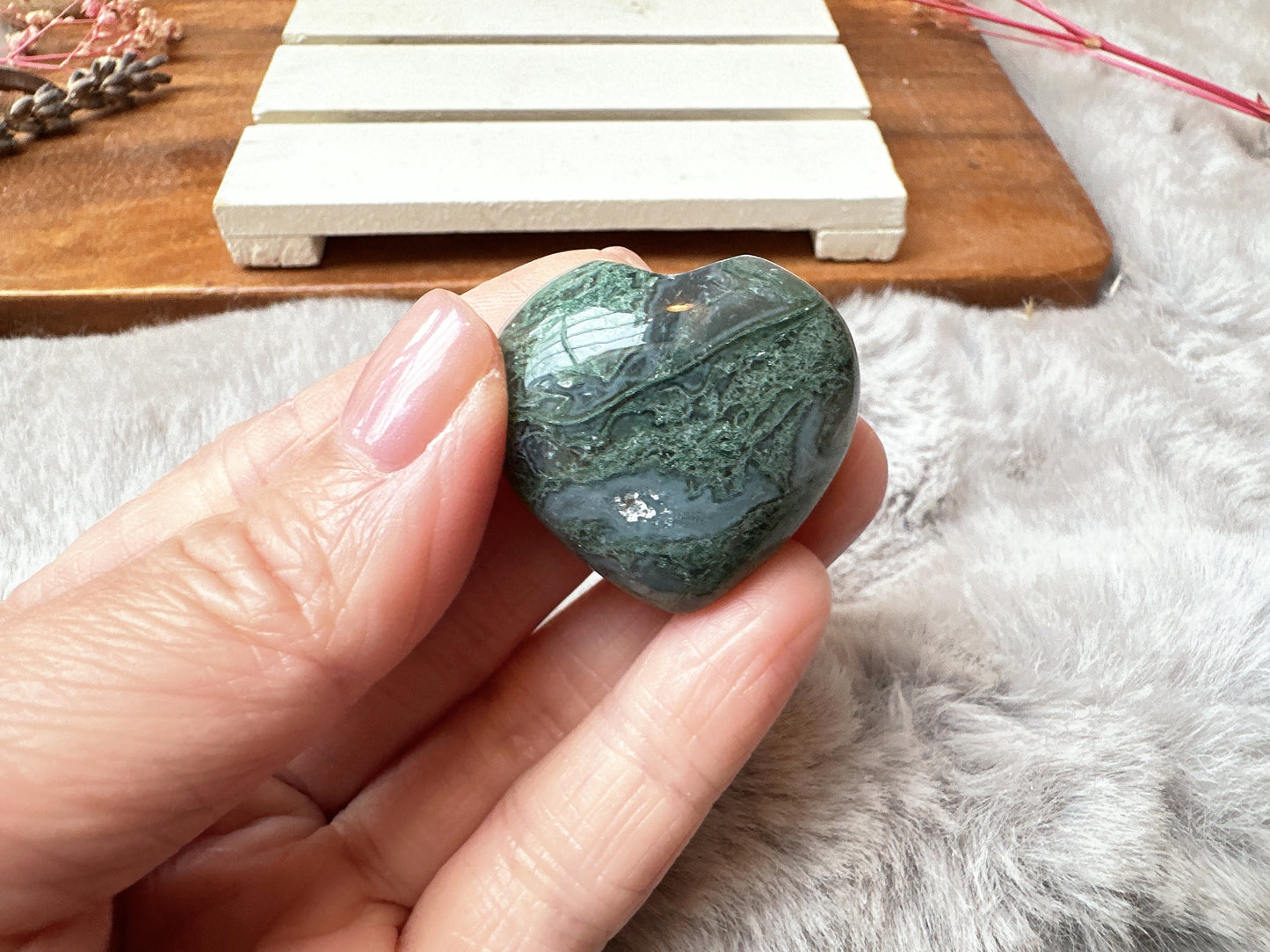 Mini Moss Agate Heart