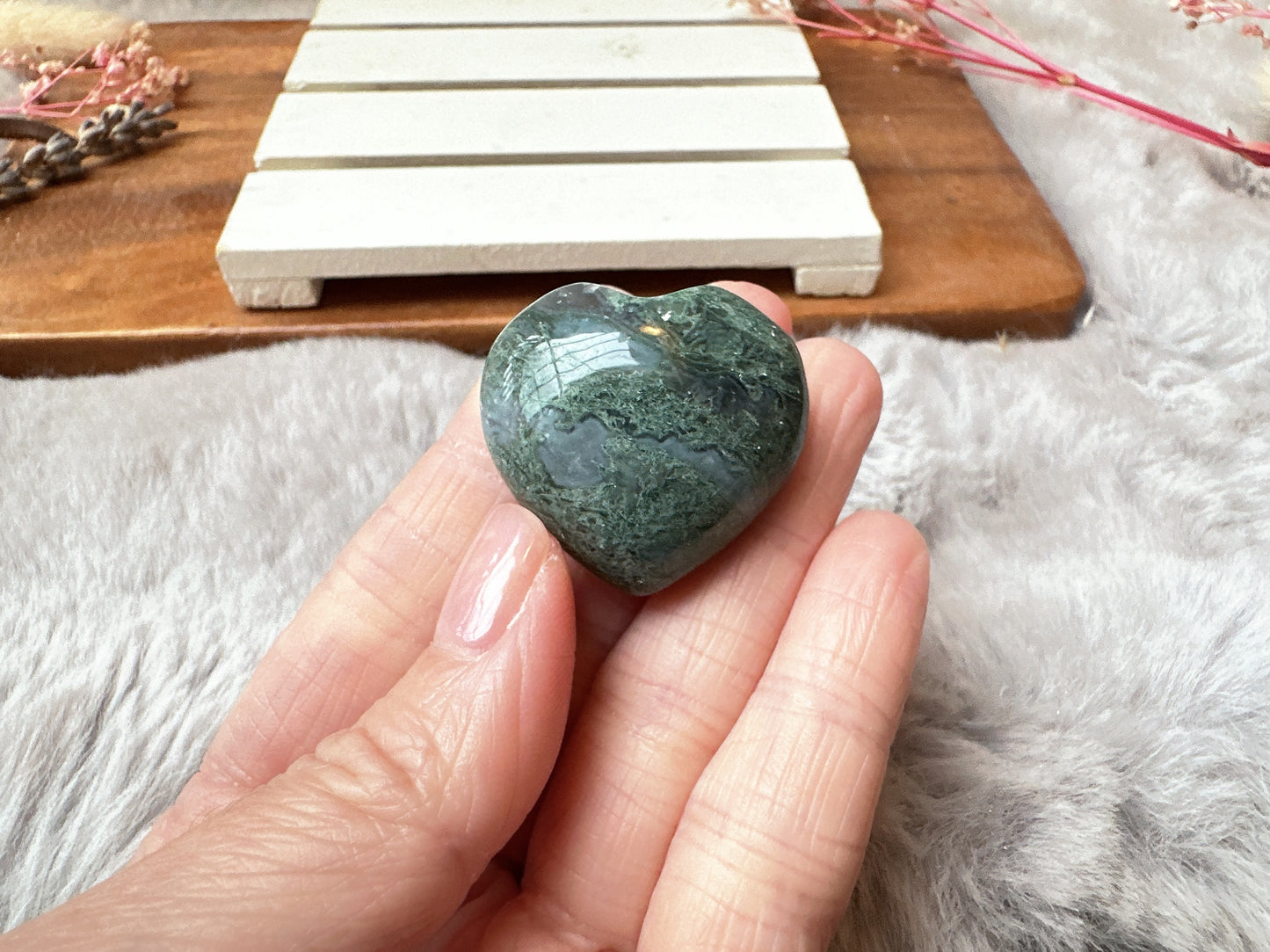 Mini Moss Agate Heart