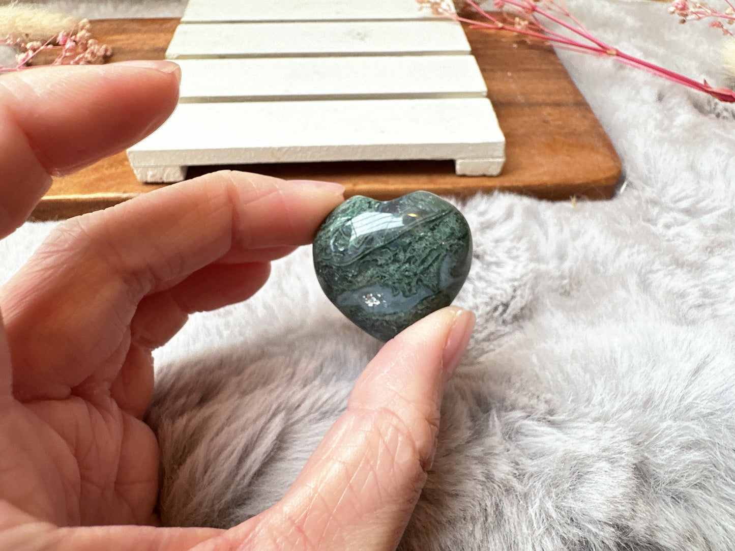 Mini Moss Agate Heart