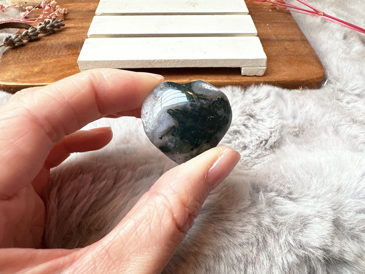 Mini Moss Agate Heart