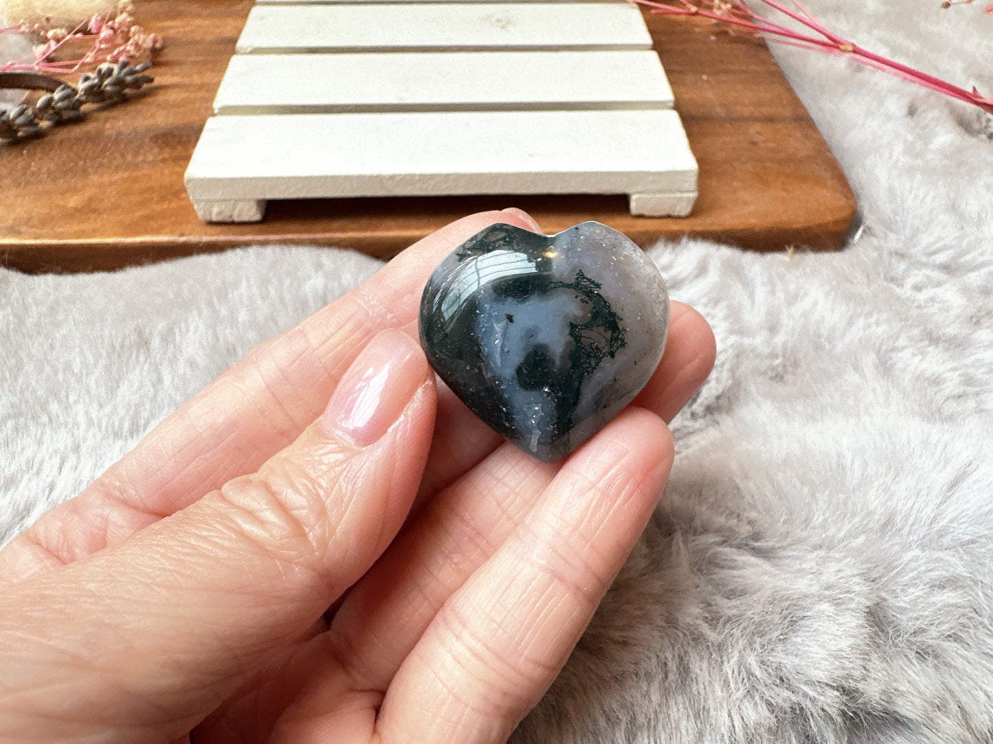 Mini Moss Agate Heart