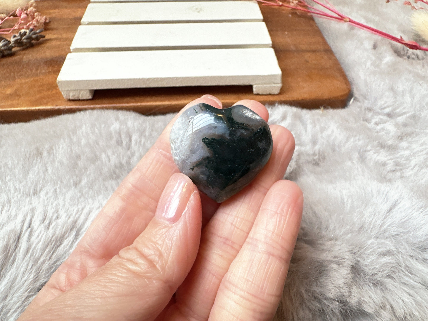 Mini Moss Agate Heart