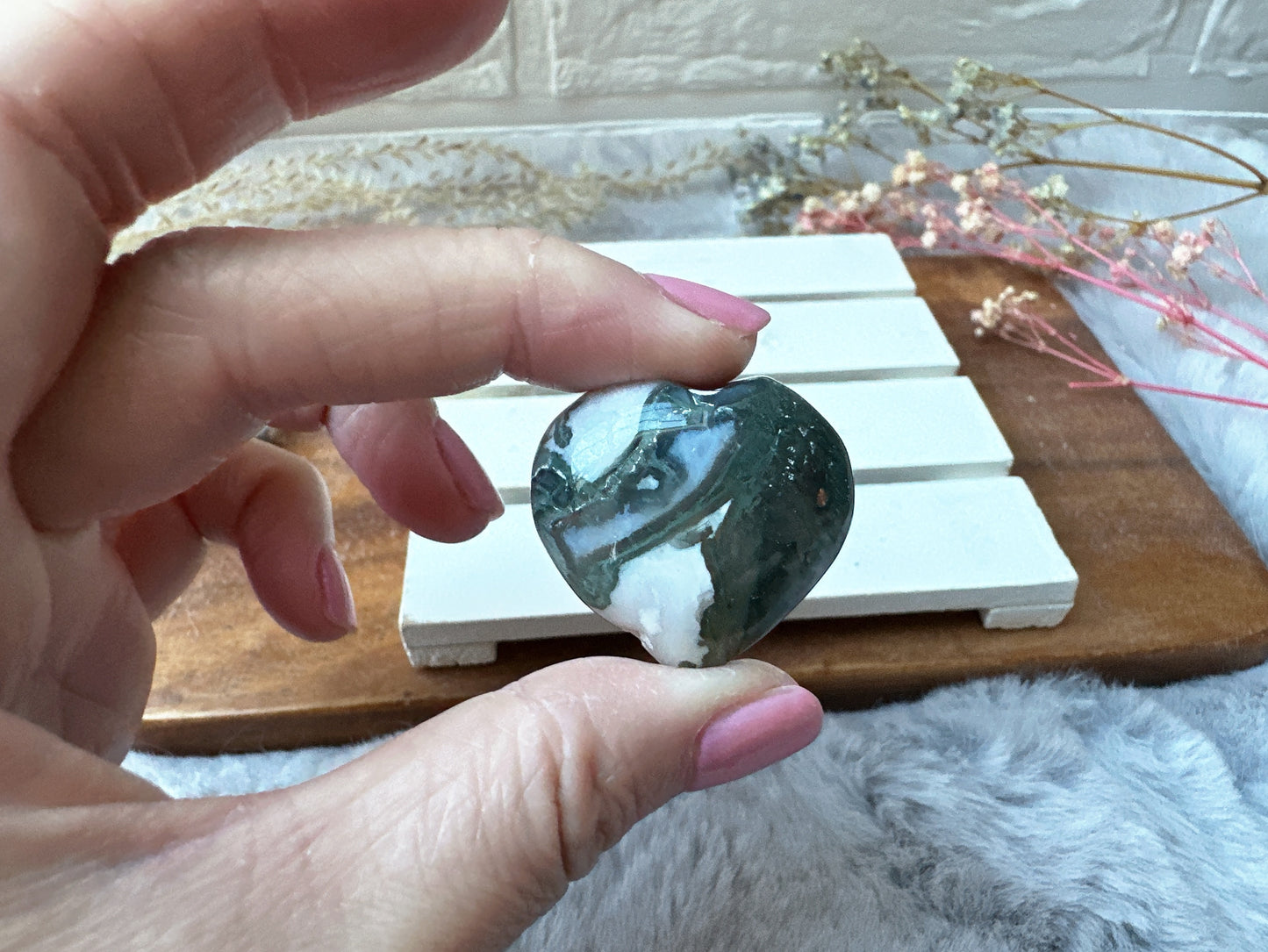Mini Moss Agate Heart