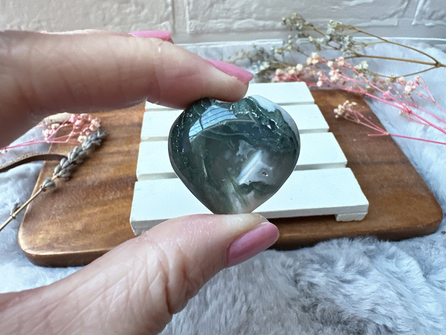 Mini Moss Agate Heart