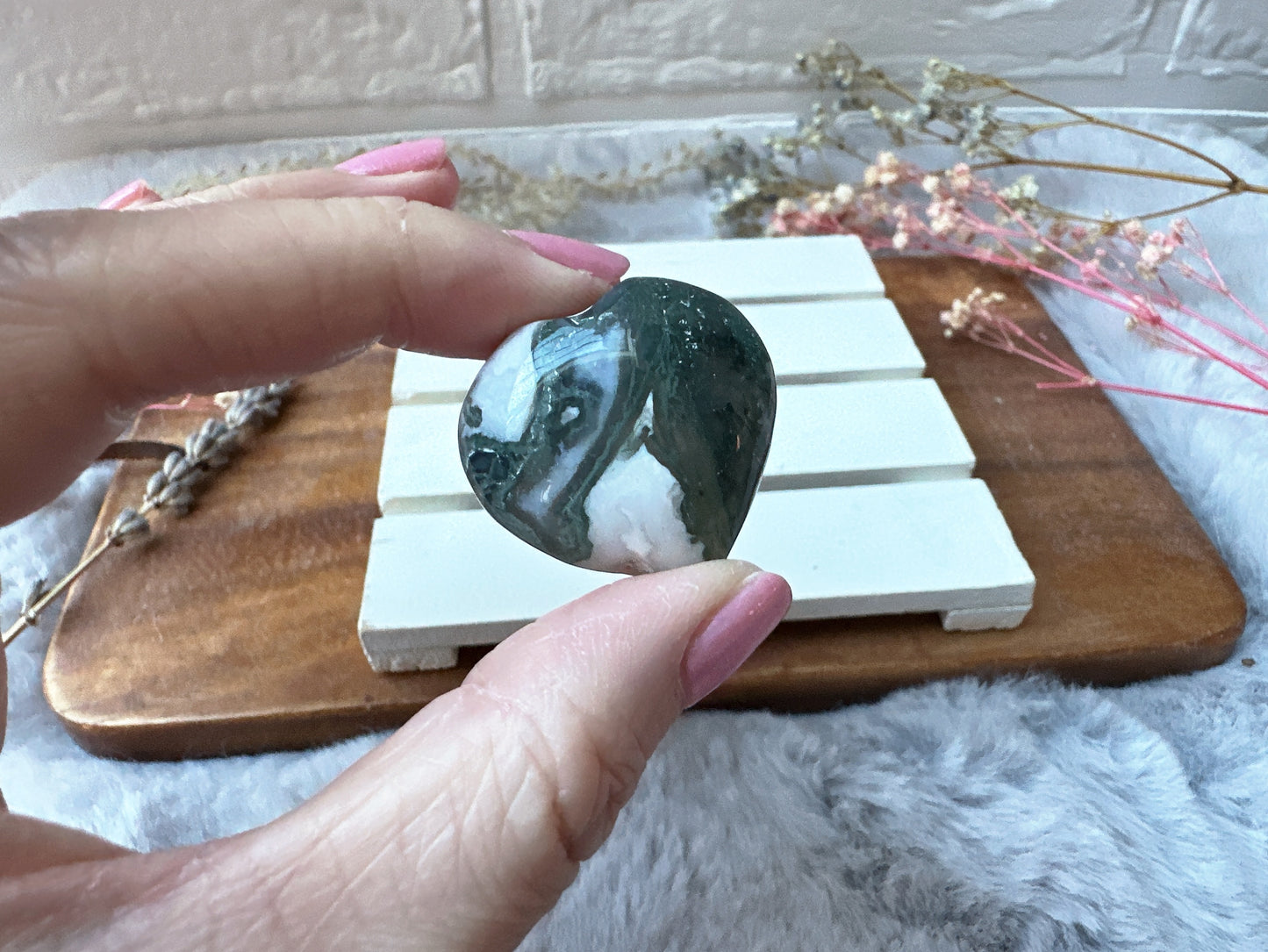Mini Moss Agate Heart