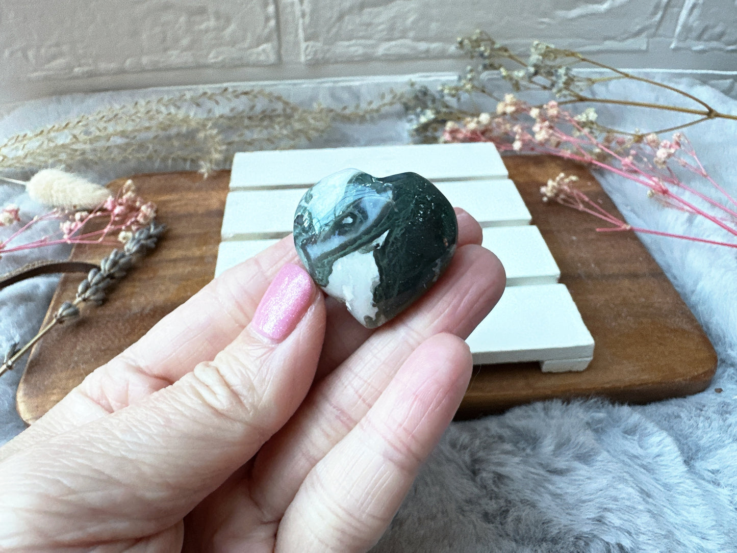 Mini Moss Agate Heart