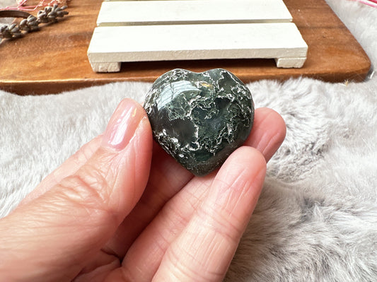 Mini Moss Agate Heart