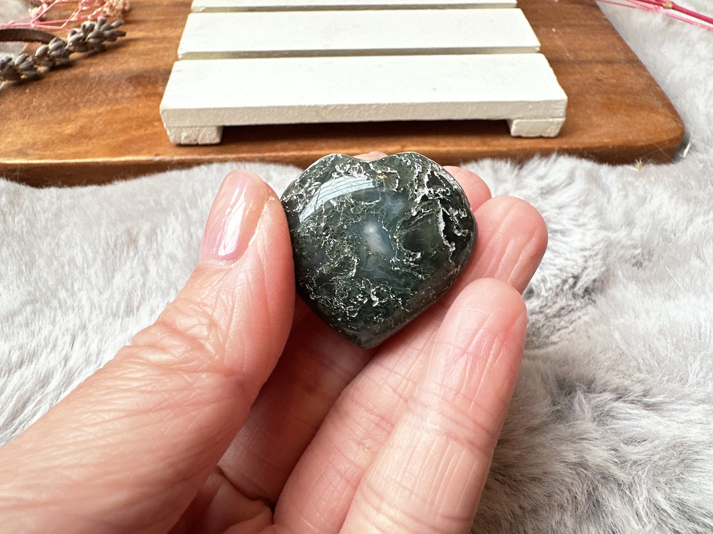 Mini Moss Agate Heart