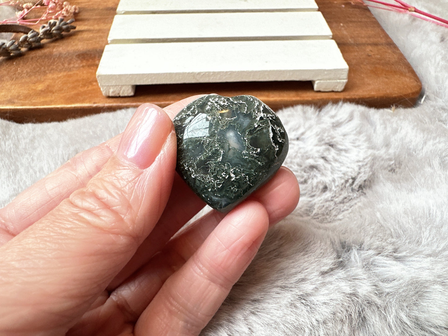 Mini Moss Agate Heart