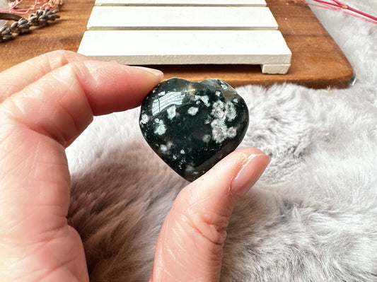 Mini Moss Agate Heart