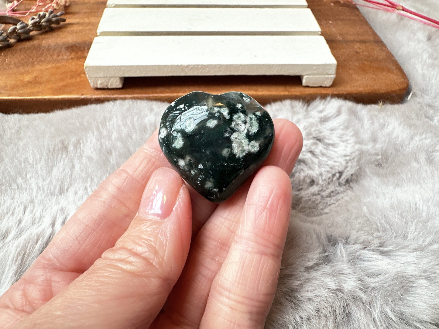Mini Moss Agate Heart
