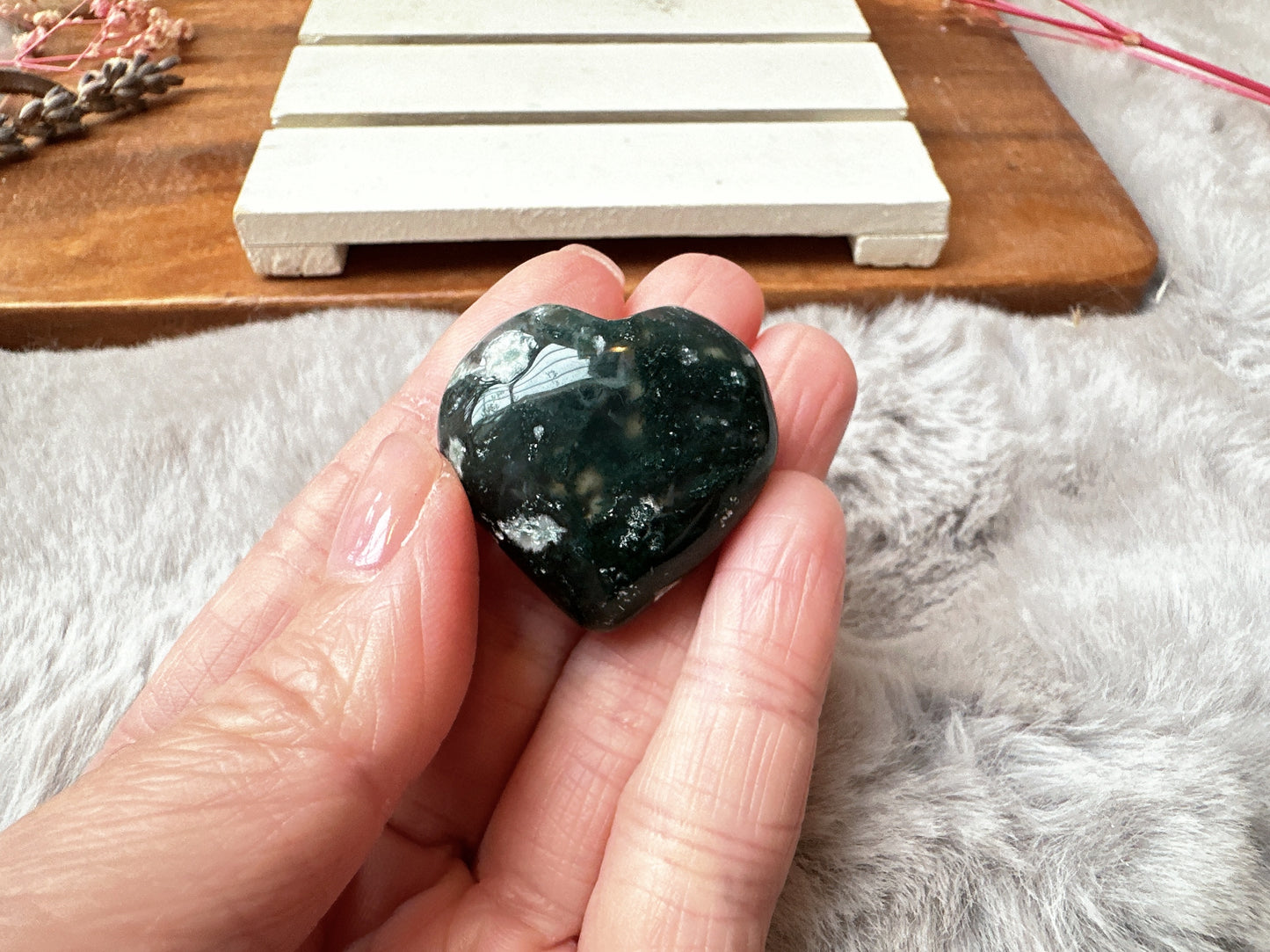 Mini Moss Agate Heart