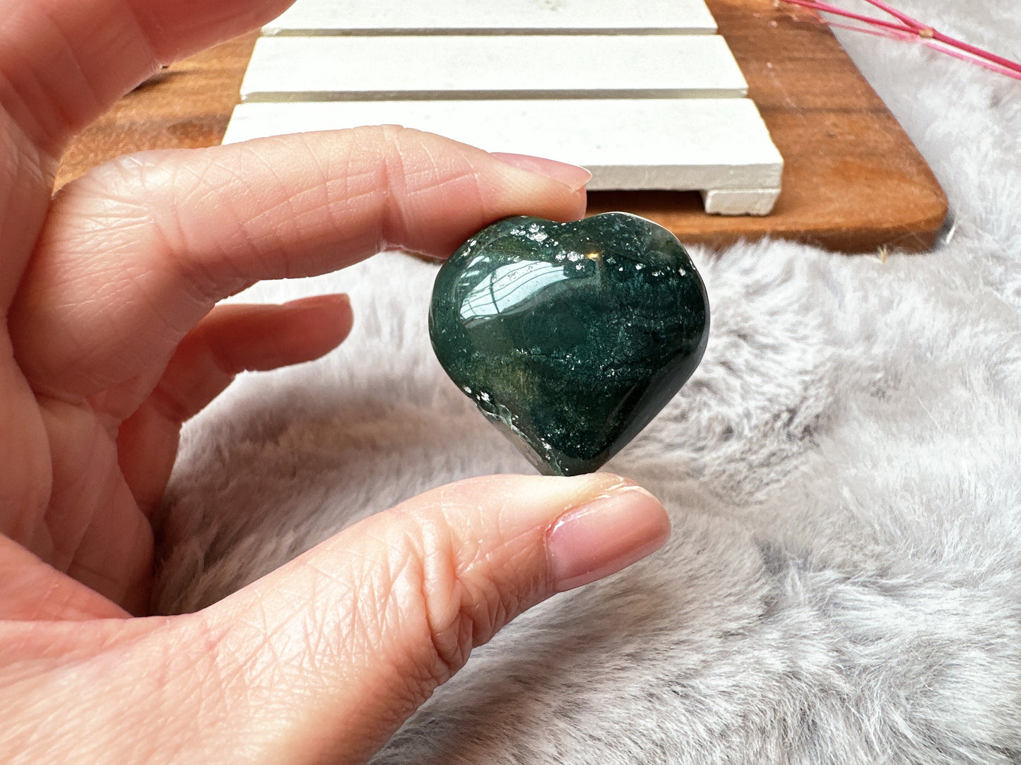 Mini Moss Agate Heart