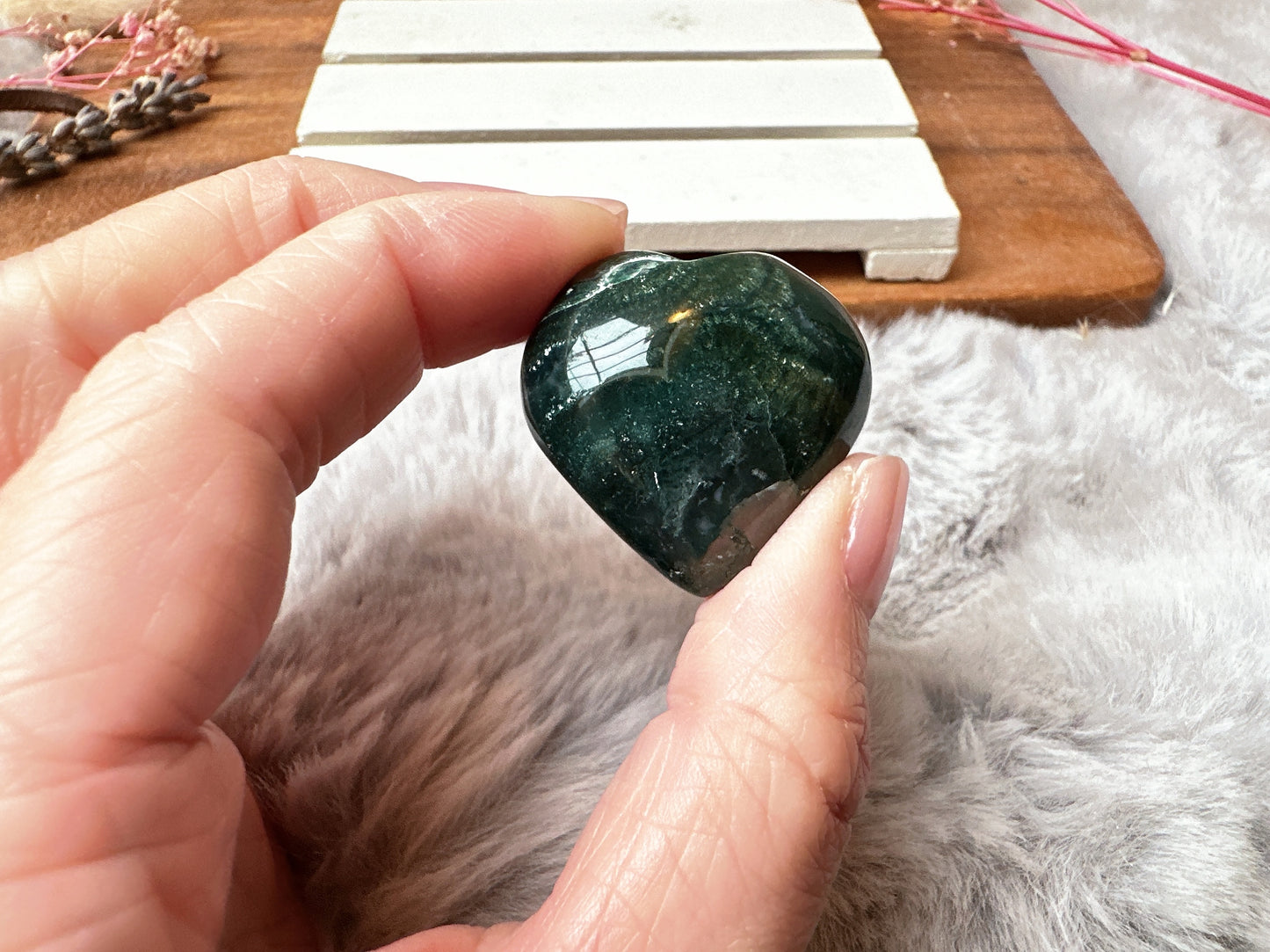 Mini Moss Agate Heart