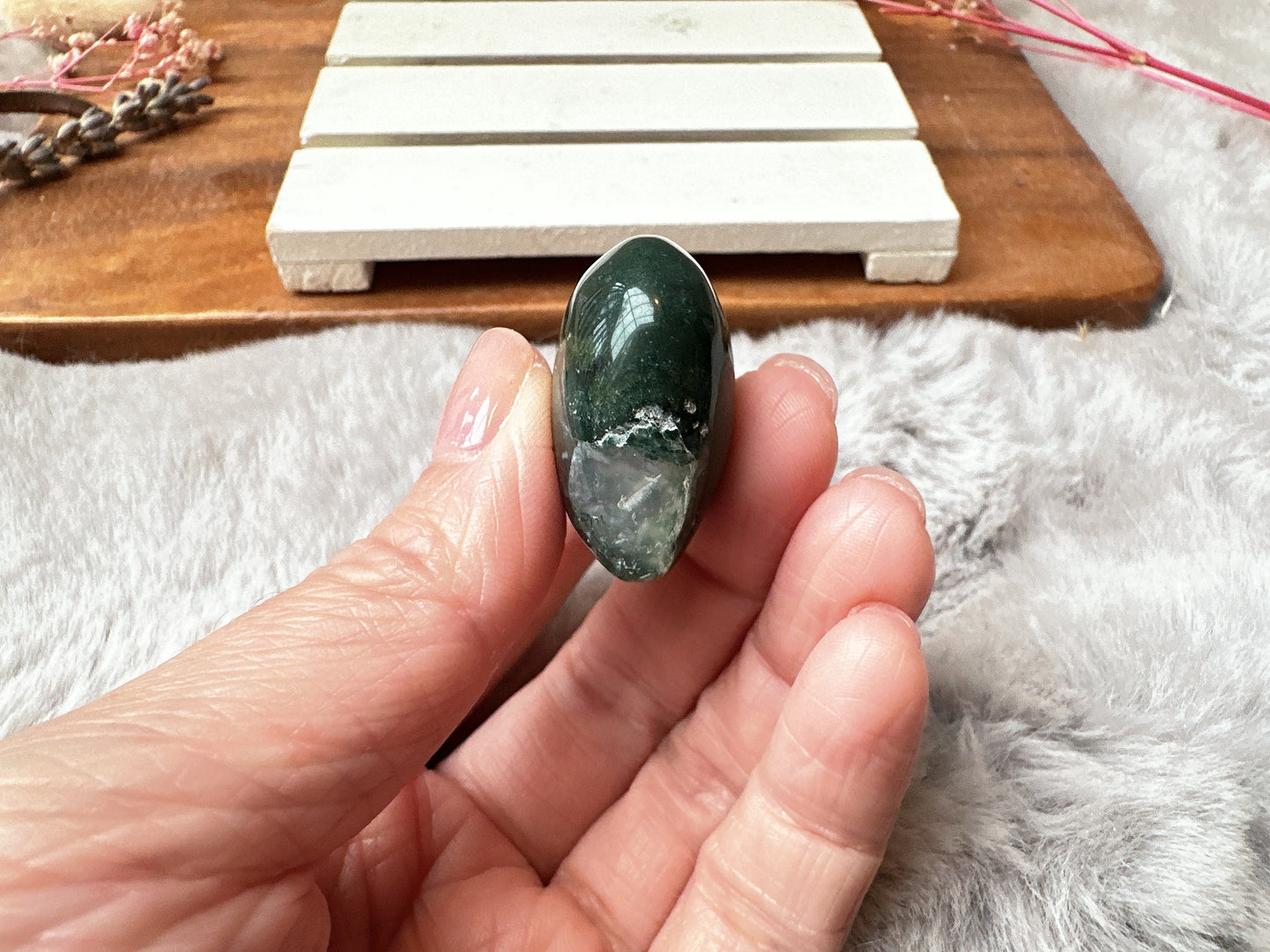 Mini Moss Agate Heart