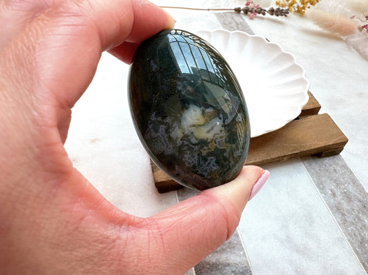 Moss Agate Palm Stone