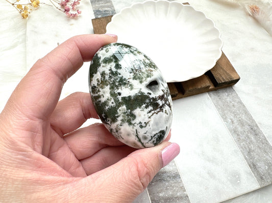 Moss Agate Palm Stone