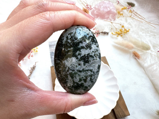 Moss Agate Palm Stone