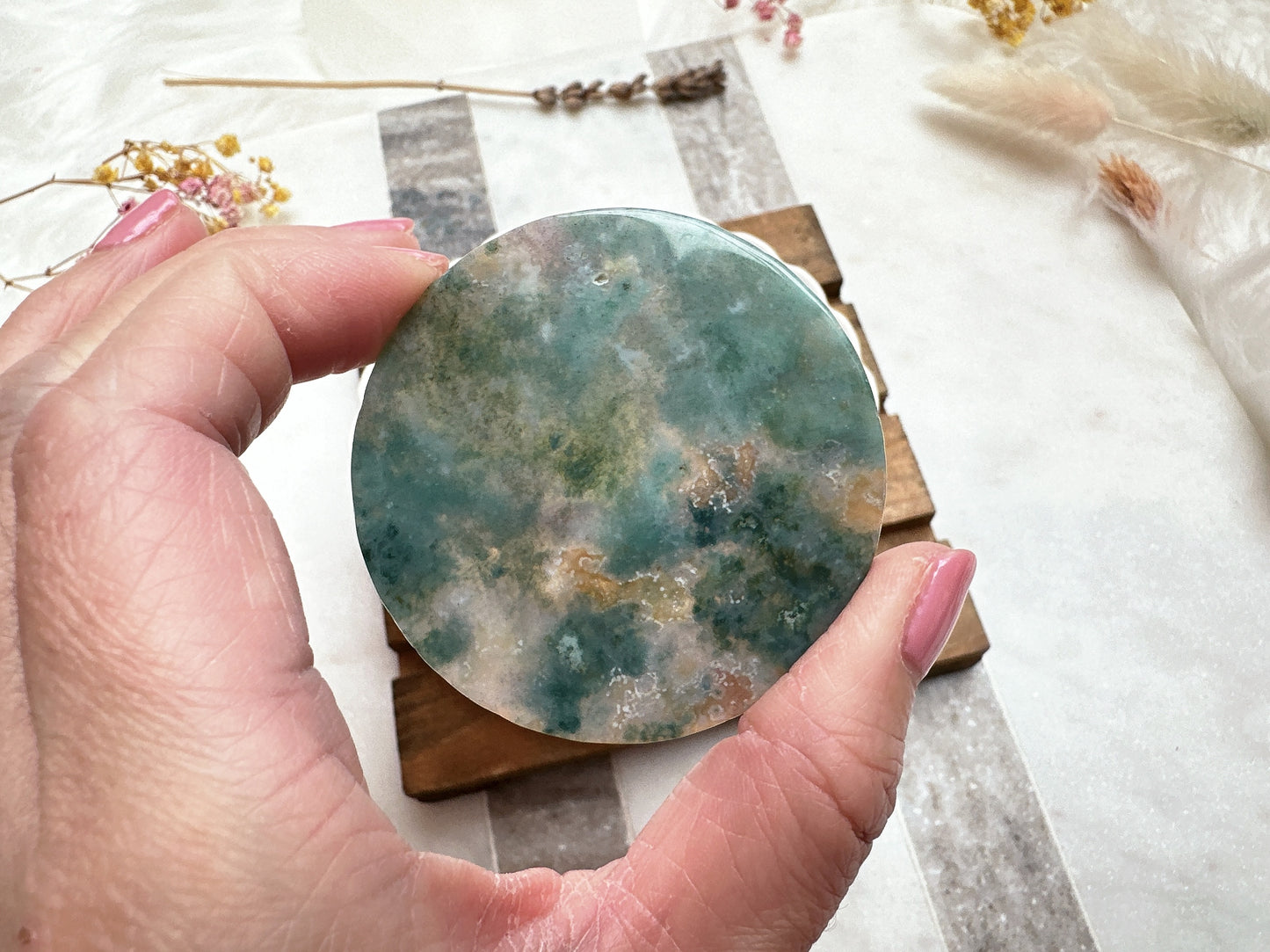 Small Moss Agate Round Slice