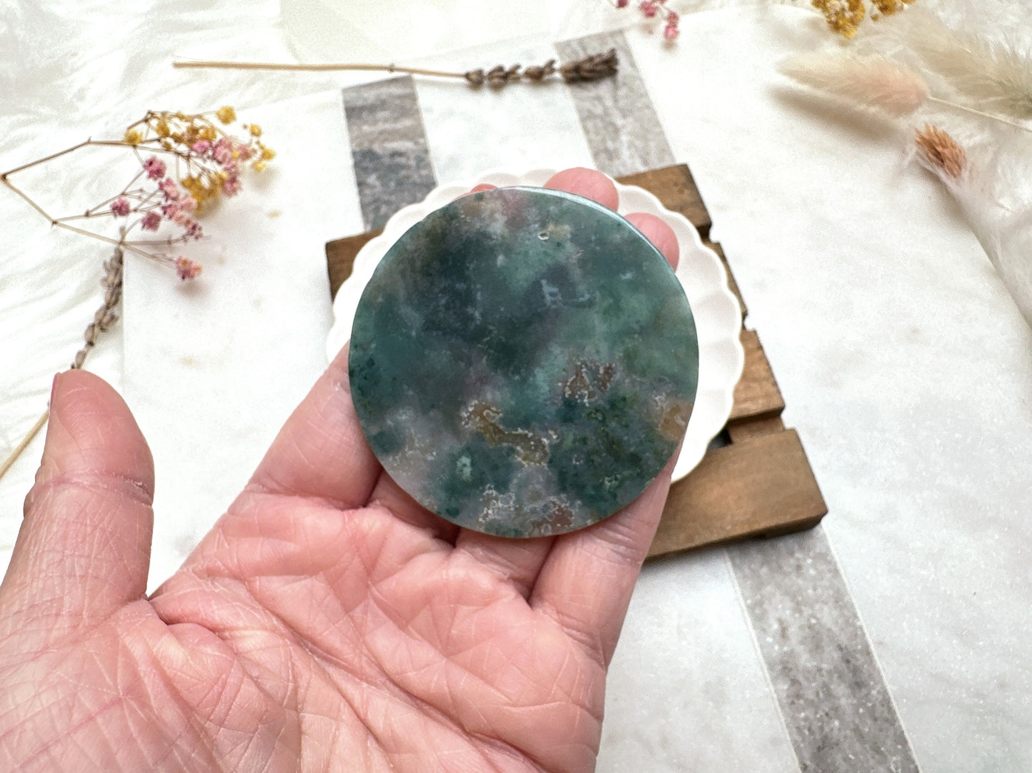 Small Moss Agate Round Slice