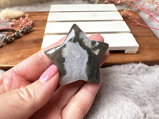 Small Moss Agate Star