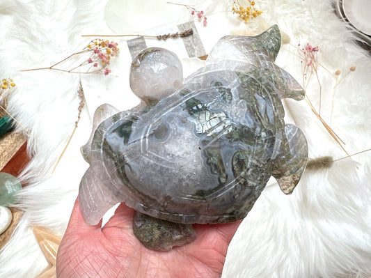 Large Moss Agate Turtle