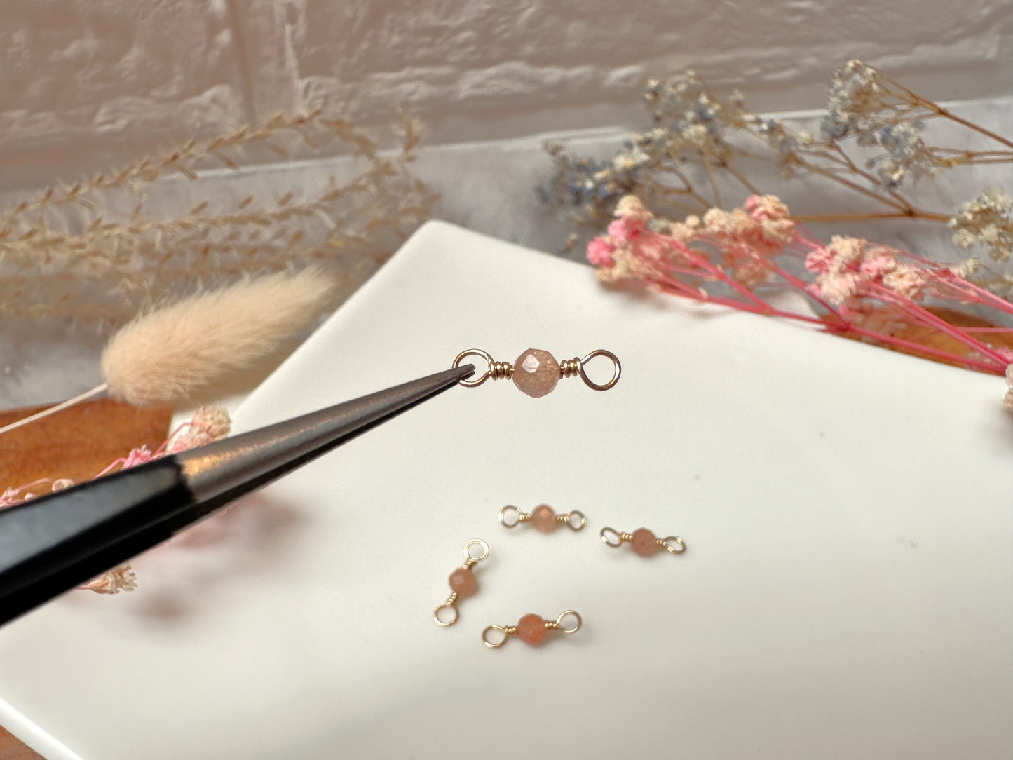 Set of 10 Tiny Gemstones 14k Gold Filled Permanent Jewelry Connectors