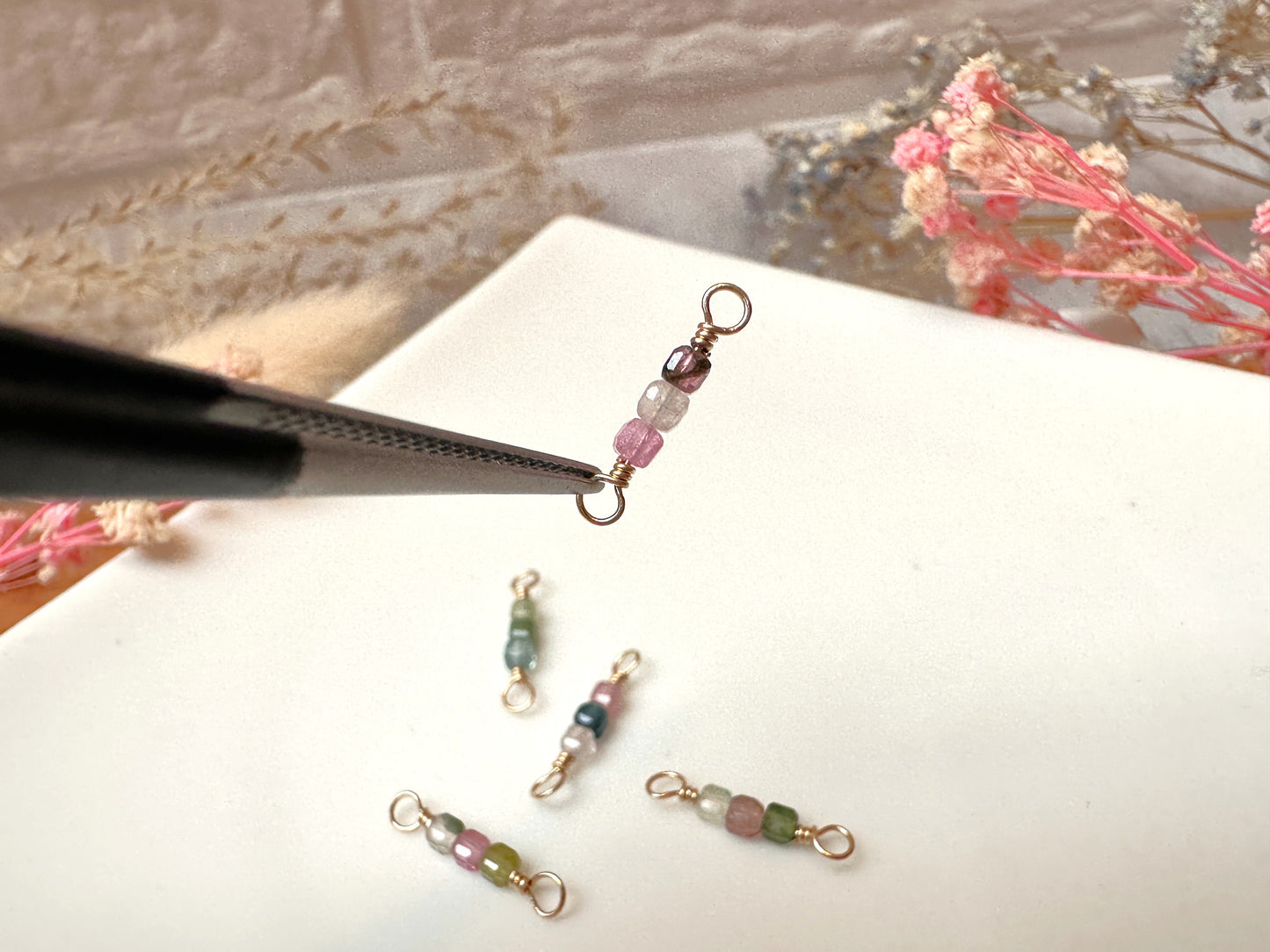 Set of 10 Tiny Gemstones 14k Gold Filled Permanent Jewelry Connectors
