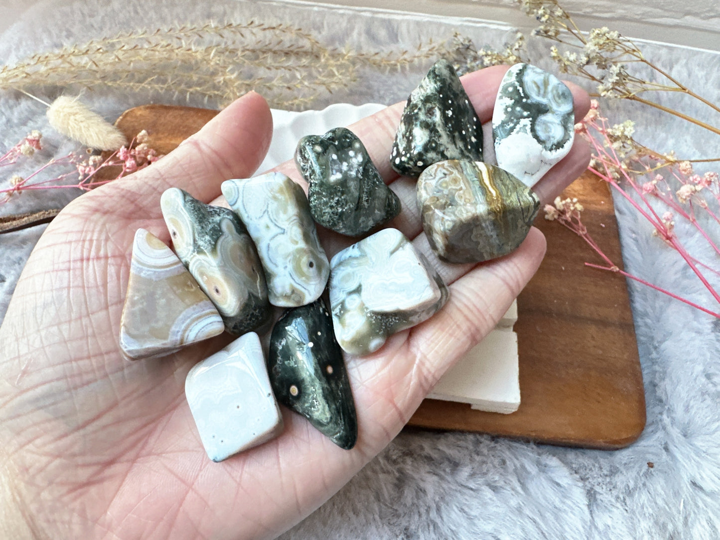 Set of 10 Small Ocean Jasper Tumbles