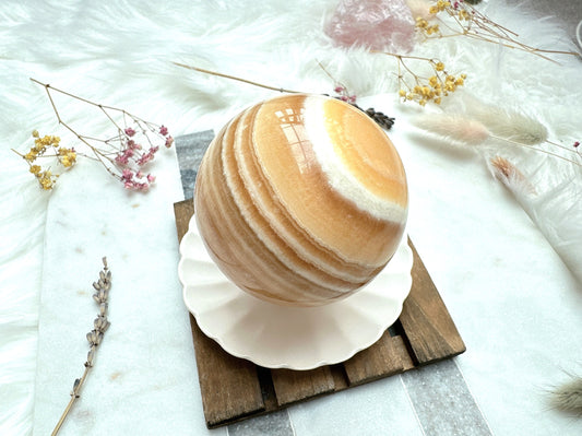 Orange Banded Calcite Sphere
