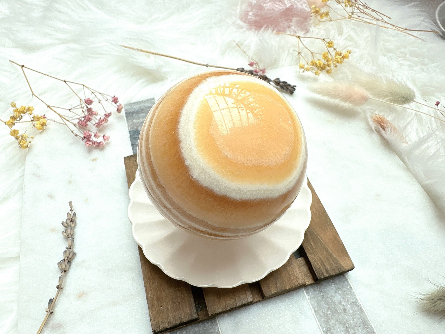 Orange Banded Calcite Sphere