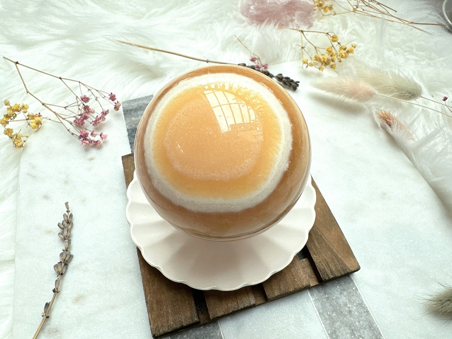 Orange Banded Calcite Sphere
