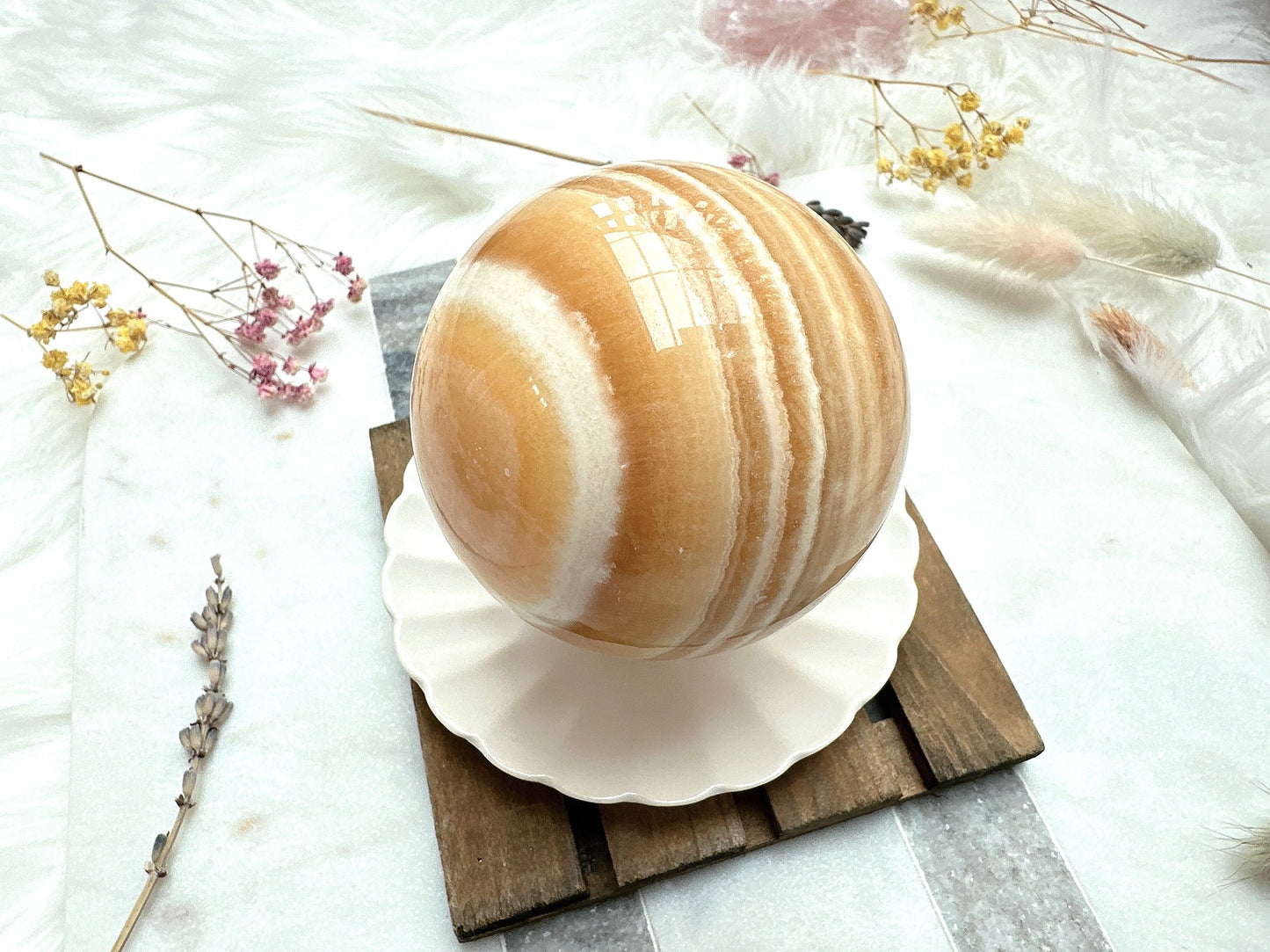 Orange Banded Calcite Sphere