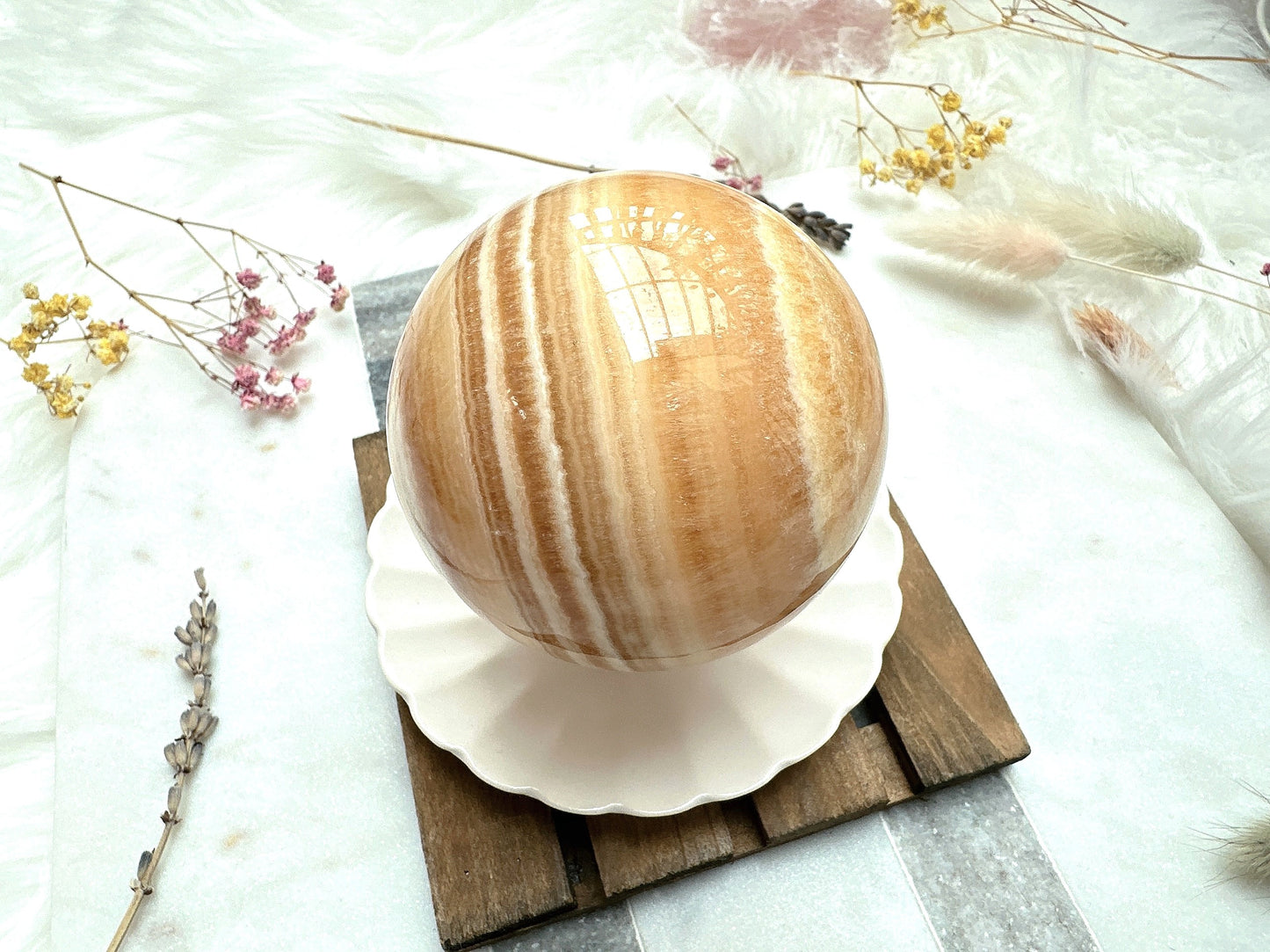 Orange Banded Calcite Sphere