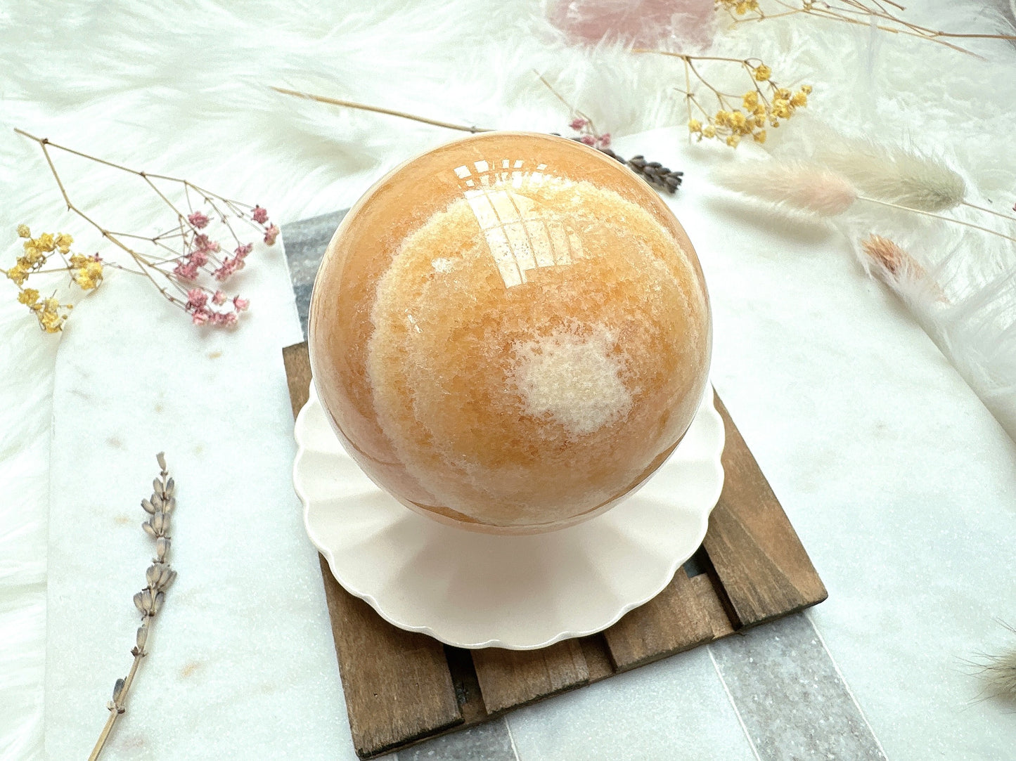 Orange Banded Calcite Sphere