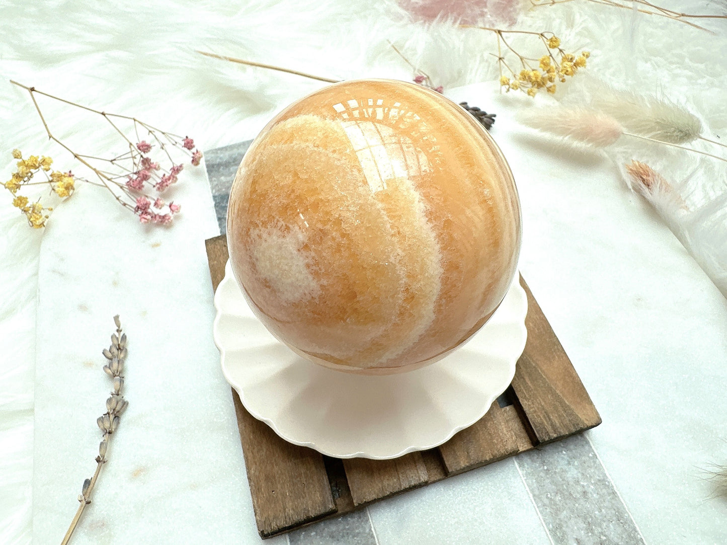 Orange Banded Calcite Sphere