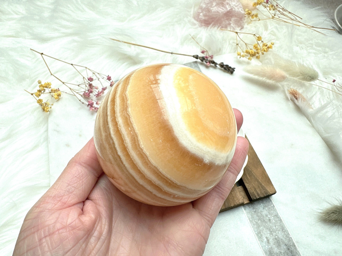 Orange Banded Calcite Sphere