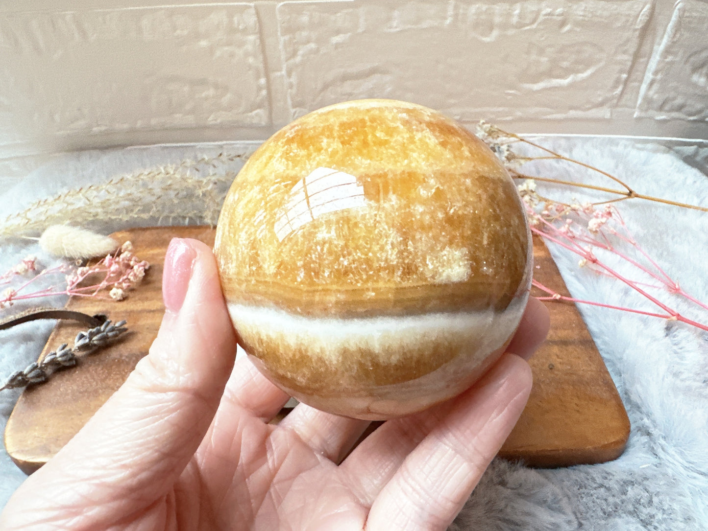 Orange Banded Calcite Sphere