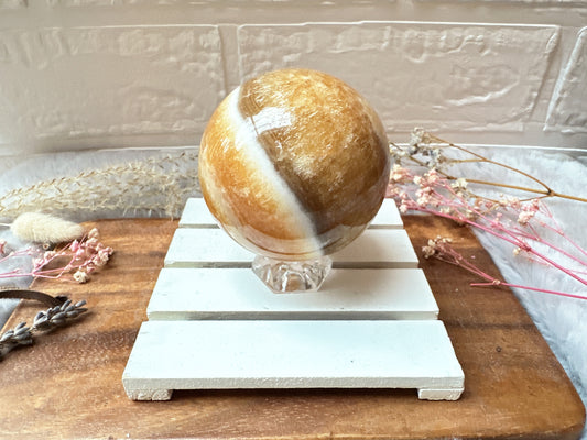 Orange Banded Calcite Sphere