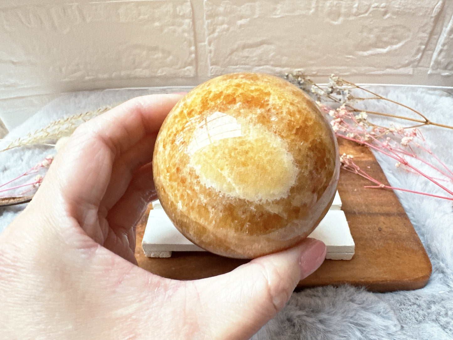 Orange Banded Calcite Sphere
