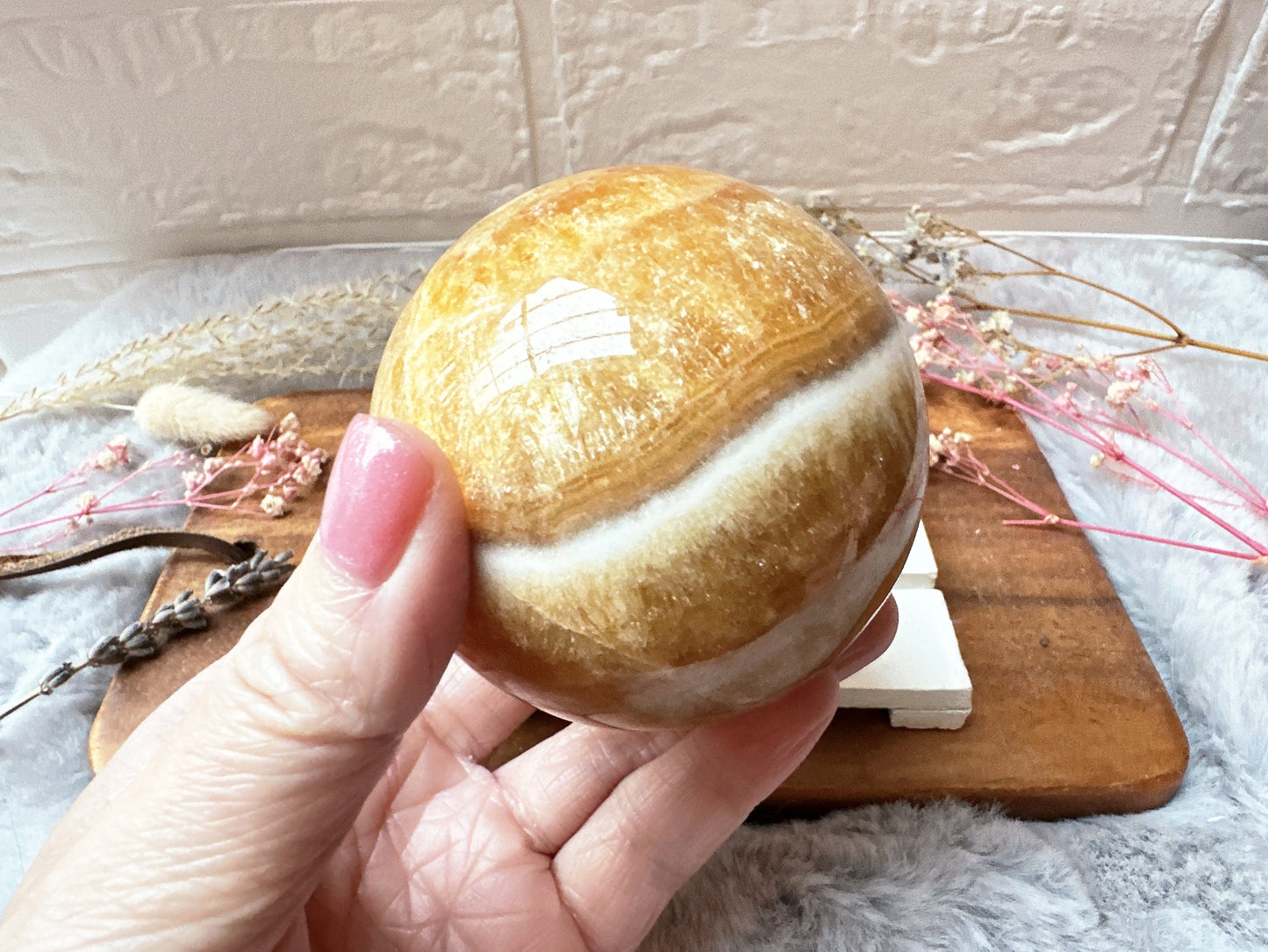 Orange Banded Calcite Sphere