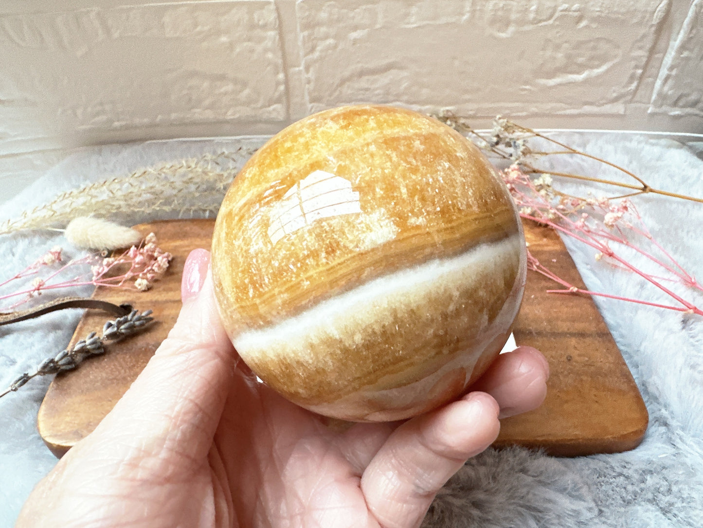 Orange Banded Calcite Sphere