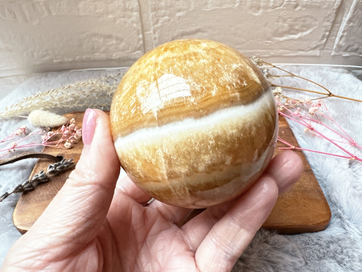 Orange Banded Calcite Sphere