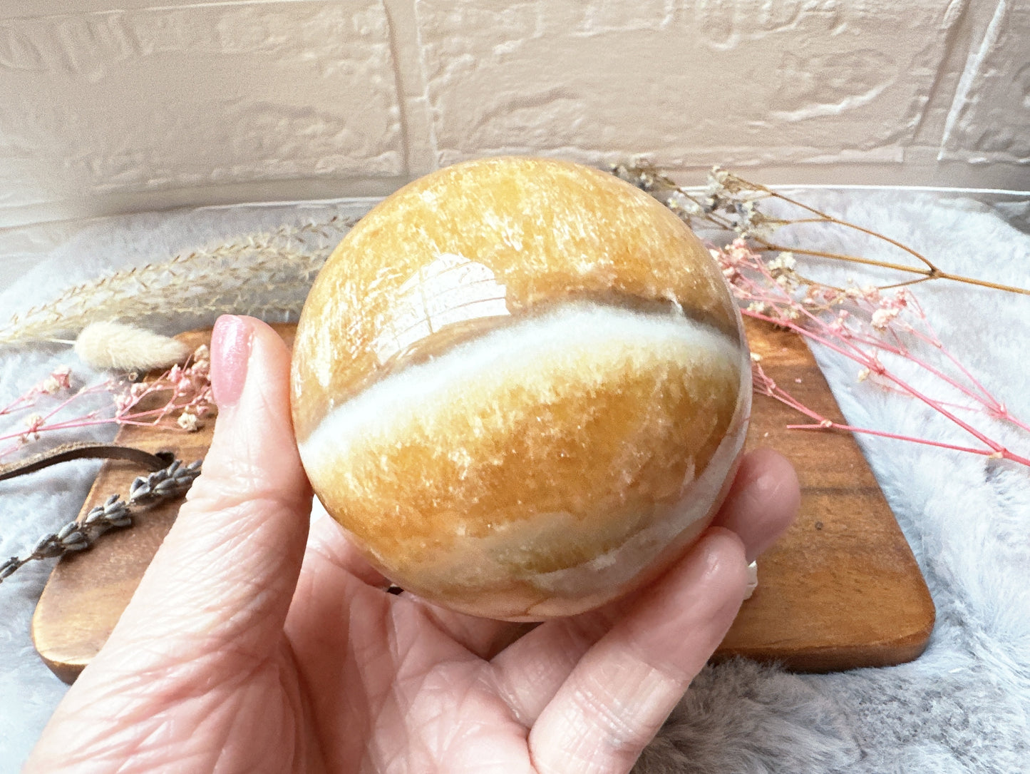 Orange Banded Calcite Sphere