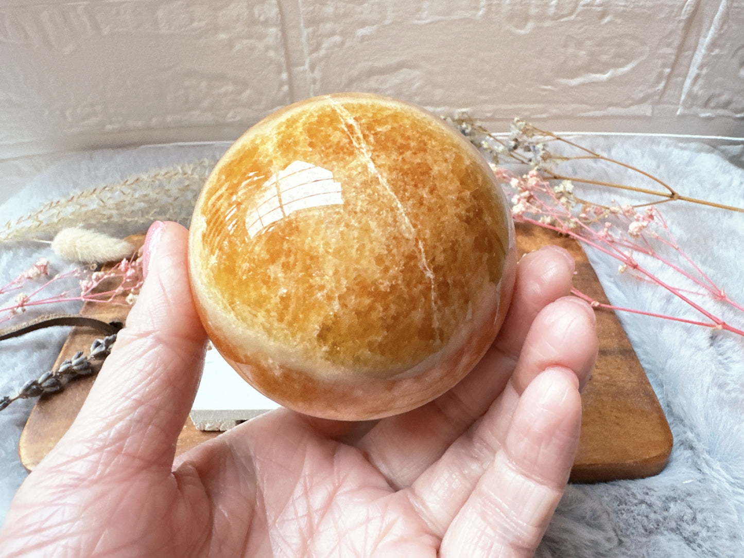 Orange Banded Calcite Sphere