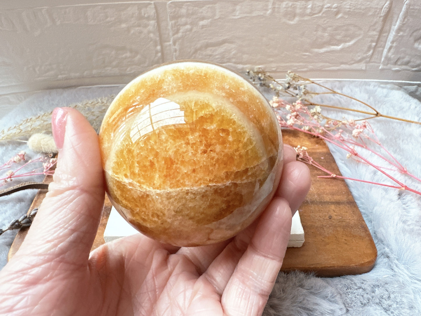 Orange Banded Calcite Sphere