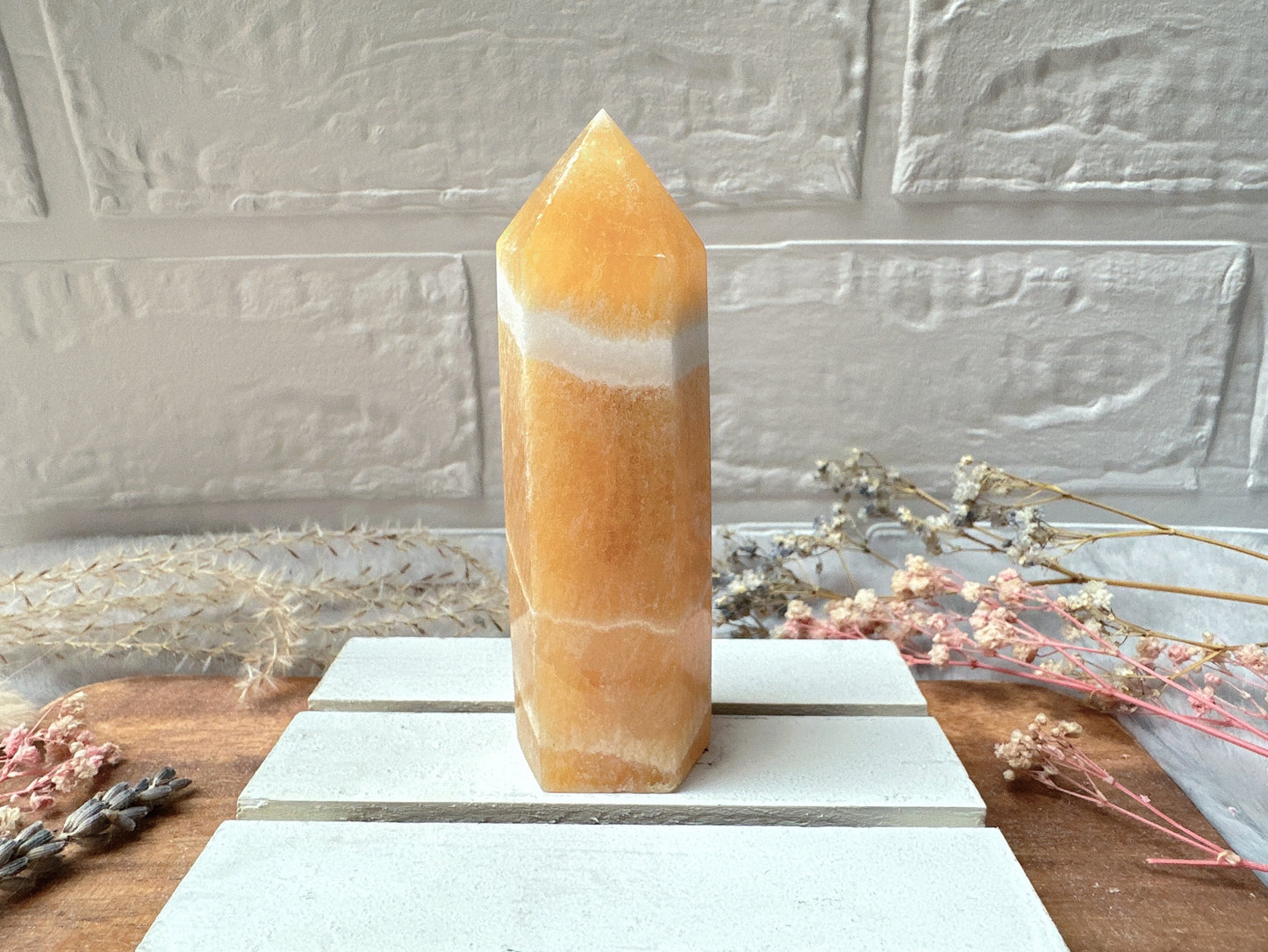 Orange Calcite Tower Obelisk