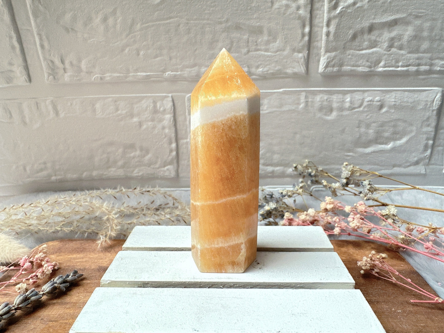 Orange Calcite Tower Obelisk