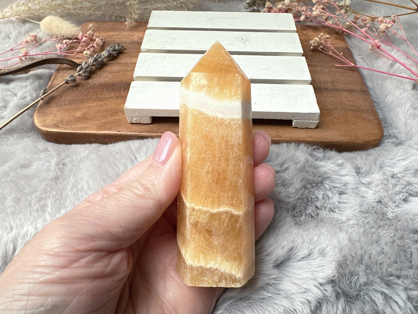 Orange Calcite Tower Obelisk