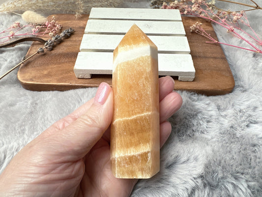 Orange Calcite Tower Obelisk